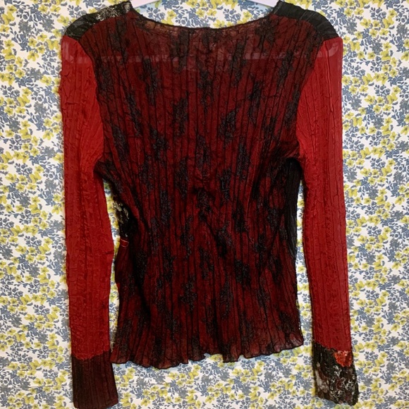 Vintage 90s/Y2K Beaded Alberto Makali Crinkle Blouse - Picture 4 of 8